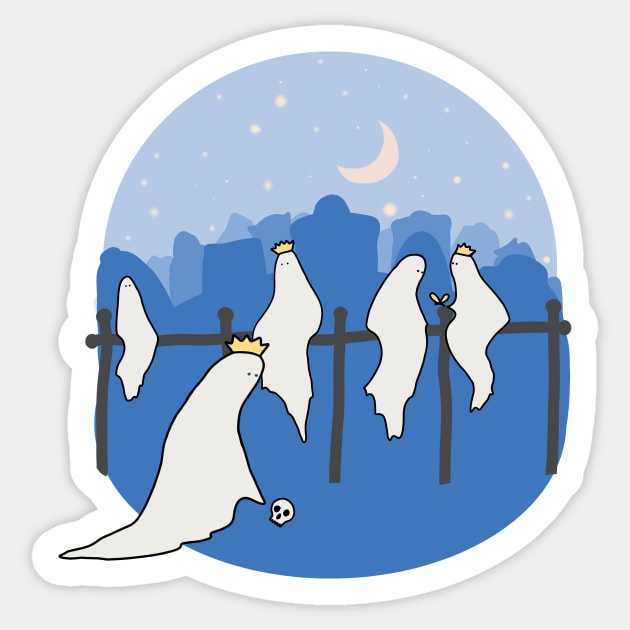 Ghosts at a cemetery in the night Sticker by Amalus-files